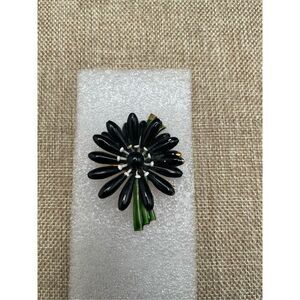 Original By Robert Black Flower Brooch Sunflower Enamel Grandma Core Vintage